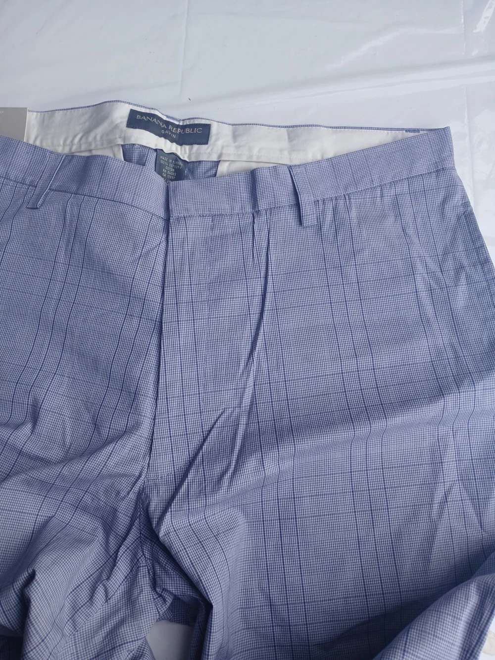 Banana Republic Light Blue Plaid Chinos